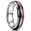 6mm - Unisex or Women's Tungsten Wedding Bands. Silver Cupid's Arrow over Wood Inlay. Tungsten Ring with High Polish Dark Wood Inlay. Domed Top Ring.