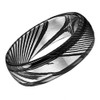 (6mm) Unisex, Men's or Women's Damascus Steel Ring with Black and Silver Duo Tone. Damascus Wedding Band with Domed Top and Blackened Edges