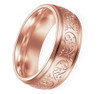 (7mm)  Unisex or Women's Rose Gold Tone Stainless Steel Ring Band Engraved Flower Vine / Floral Design Wedding ring band Ring