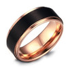 (8mm)  Unisex or Men's Tungsten Carbide Wedding ring band. Black and Rose Gold Duo Tone Ring. Comfort Fit Wedding Rings