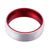 (8mm)  Unisex or Men's Ceramic Wedding ring bands White Band with Red Aluminum Inside. Men's Wedding Ring Domed Top.