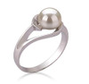 Women's White Pearl Wedding Ring - Genuine Freshwater Cultured Pearl 6-7mm Ring for Women (AAA)
