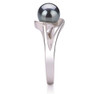 Women's Black Dyed White Pearl Wedding Ring - Genuine Freshwater Cultured Pearl 6-7mm Ring for Women (AAA)
