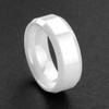 (7mm)  Unisex or Men's Ceramic Wedding ring bands White. Men's Wedding Ring Beveled Edges