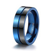 (7mm)  Unisex or Men's Titanium Wedding ring band. Duo Tone Black and Blue Light Weight and Comfort Fit