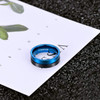 (7mm)  Unisex or Men's Titanium Wedding ring band. Duo Tone Black and Blue Light Weight and Comfort Fit