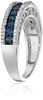 Women's Blue and White Diamonds Wedding Band - Sterling Silver Band. Anniversary / Wedding Ring, etc. (1/10 cttw, )