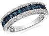 Women's Blue and White Diamonds Wedding Band - Sterling Silver Band. Anniversary / Wedding Ring, etc. (1/10 cttw, )