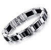 8.5" Inch Length - Mens Bracelet - Two Tone Black and Silver - Mens Stainless Steel Bracelets 