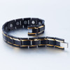 8.5" Inch Length -  Men's Stainless Steel Magnetic Bracelet - Gold Black Power Magnetic Stainless Steel Mens Link Bracelet