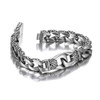 9" Inch Length - Mens Stainless Steel Bracelet link Bracelet with Silver Black Two Tone Style