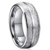 (8mm)  Unisex or Men's Tungsten Carbide Wedding ring band. Silver Double Line Inspired Meteorite Domed Tungsten Carbide Ring. Comfort Fit