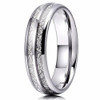 (6mm)  Unisex or Women's Tungsten Carbide Wedding ring band. Silver Double Line Inspired Meteorite Domed Tungsten Carbide Ring. Comfort Fit