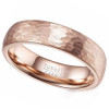 (6mm)  Unisex, Men's or Women's Tungsten Carbide Wedding ring bands. Rose Gold Hammered Domed Top Comfort Fit Wedding Ring.