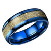 (8mm)  Unisex, Women's or Men's Tungsten Carbide Wedding ring band. Blue Domed Ring with Gold Inspired Meteorite. Tungsten Carbide Wedding Ring.