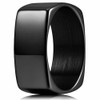 (8mm)  Unisex or Men's Black Steel Wedding Ring. Black High Polished Unique Square Shape Comfort Fit Band