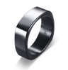 (8mm)  Unisex or Men's Black Steel Wedding Ring. Black High Polished Unique Square Shape Comfort Fit Band