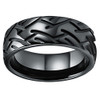 (8mm)  Unisex or Men's Black Wedding Ring - Tire Pattern Groove Design High Polished Steel