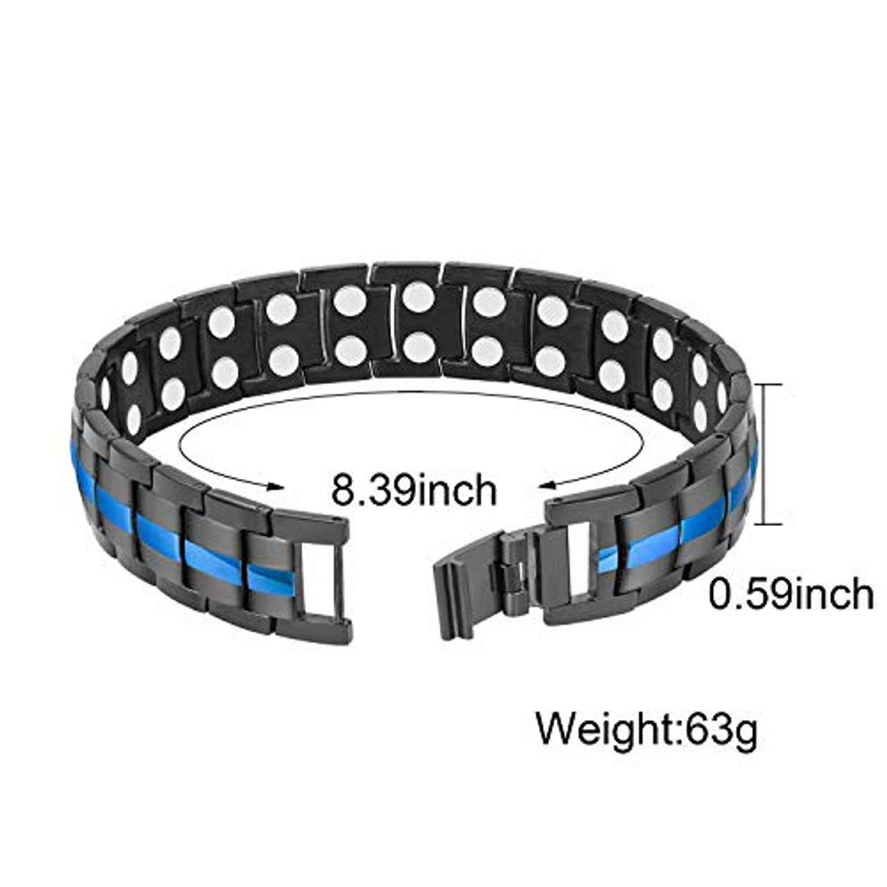 8.5" Inch Length - Men's Titanium Magnetic Bracelet - Blue and Black Magnetic Titanium Bracelet Mens - Two Tone Magnetic Bracelet for Men