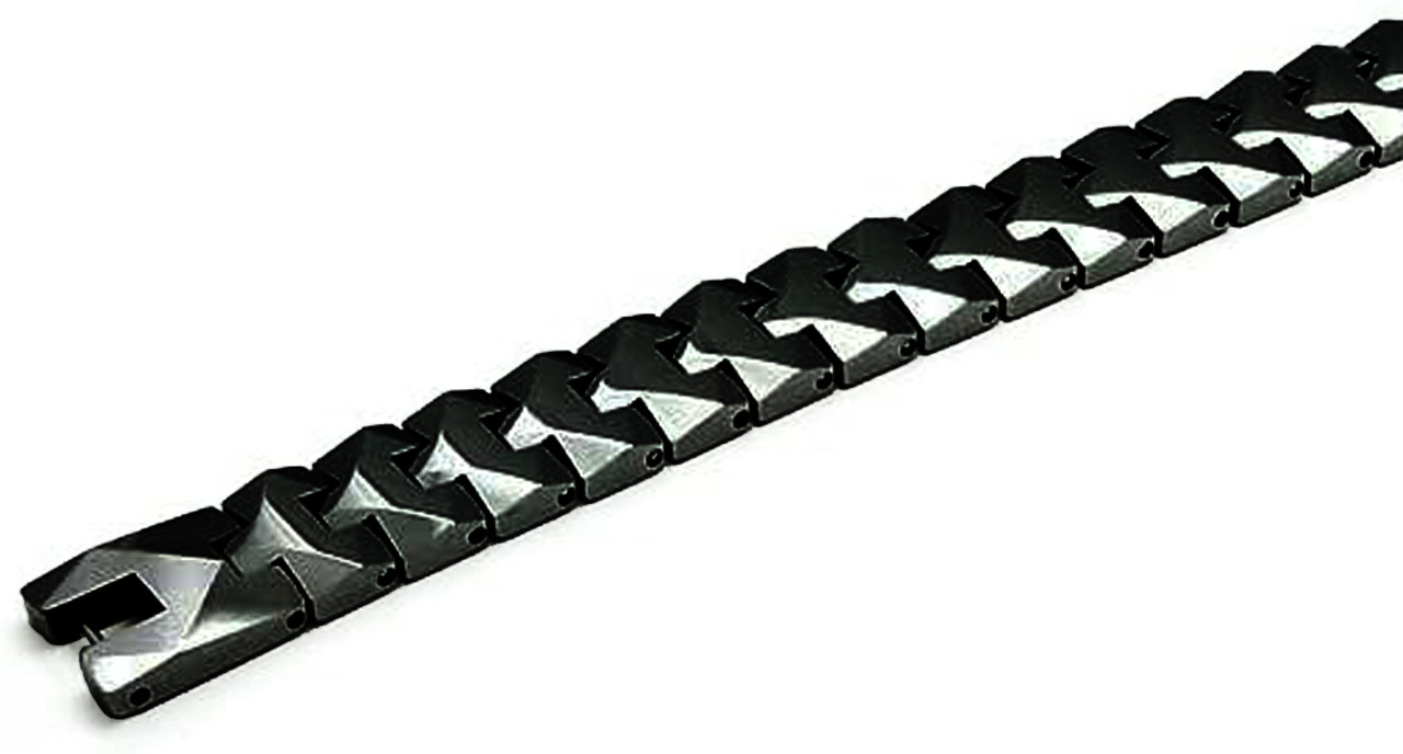 10" Inch Length - Men's Tungsten Carbide Bracelet - Black Tone High Polish Puzzle Link Bracelet, Wedding or Anniversary Gift