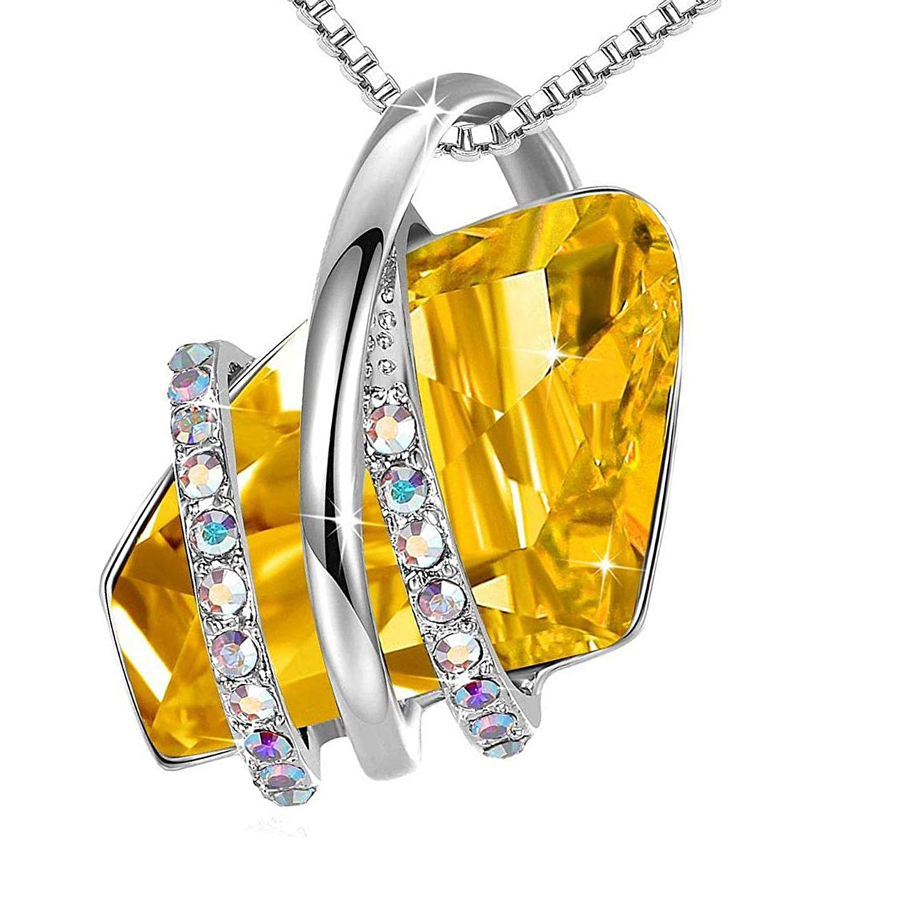 5 Carats Yellow Crystal Citrine Gemstones Diamond Crown Water Drop Pendant  Necklaces for Women 18k Rose Gold Filled Jewelry Gift - AliExpress