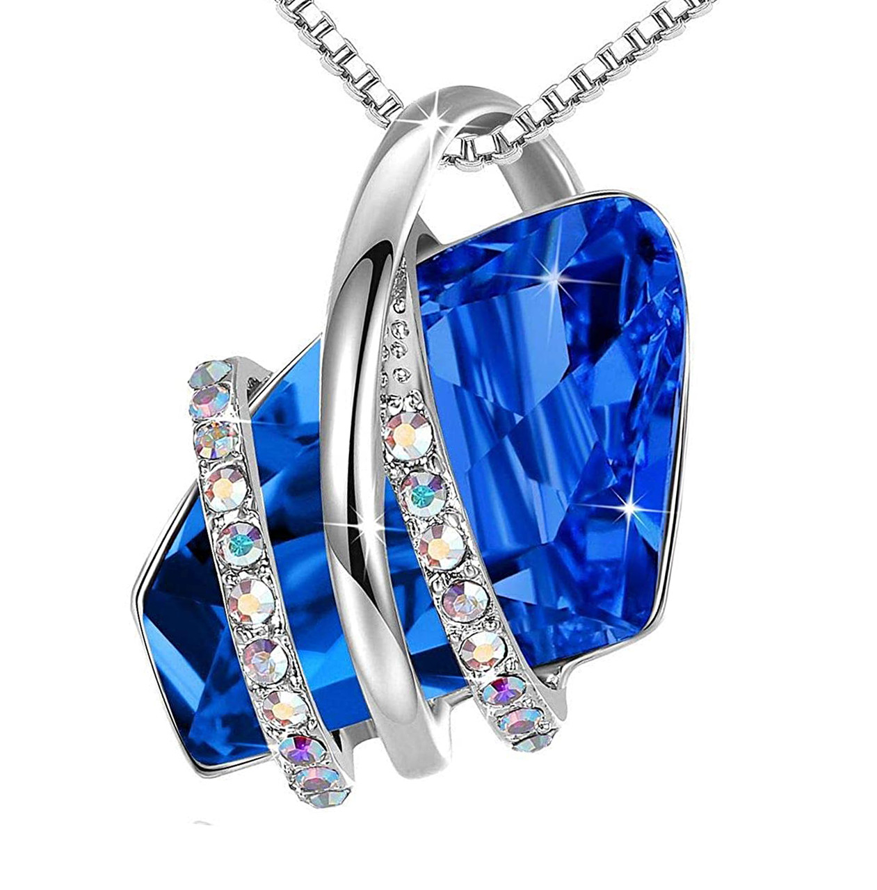 帯電防止処理加工 Valentines Day Blue Sapphire Necklace Women