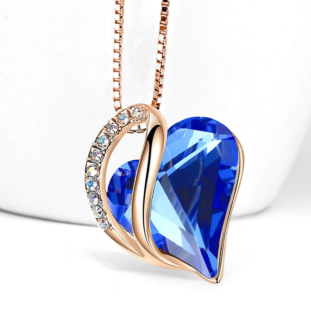 September Birthstone - Dark Blue Sapphire Looped Heart Design
