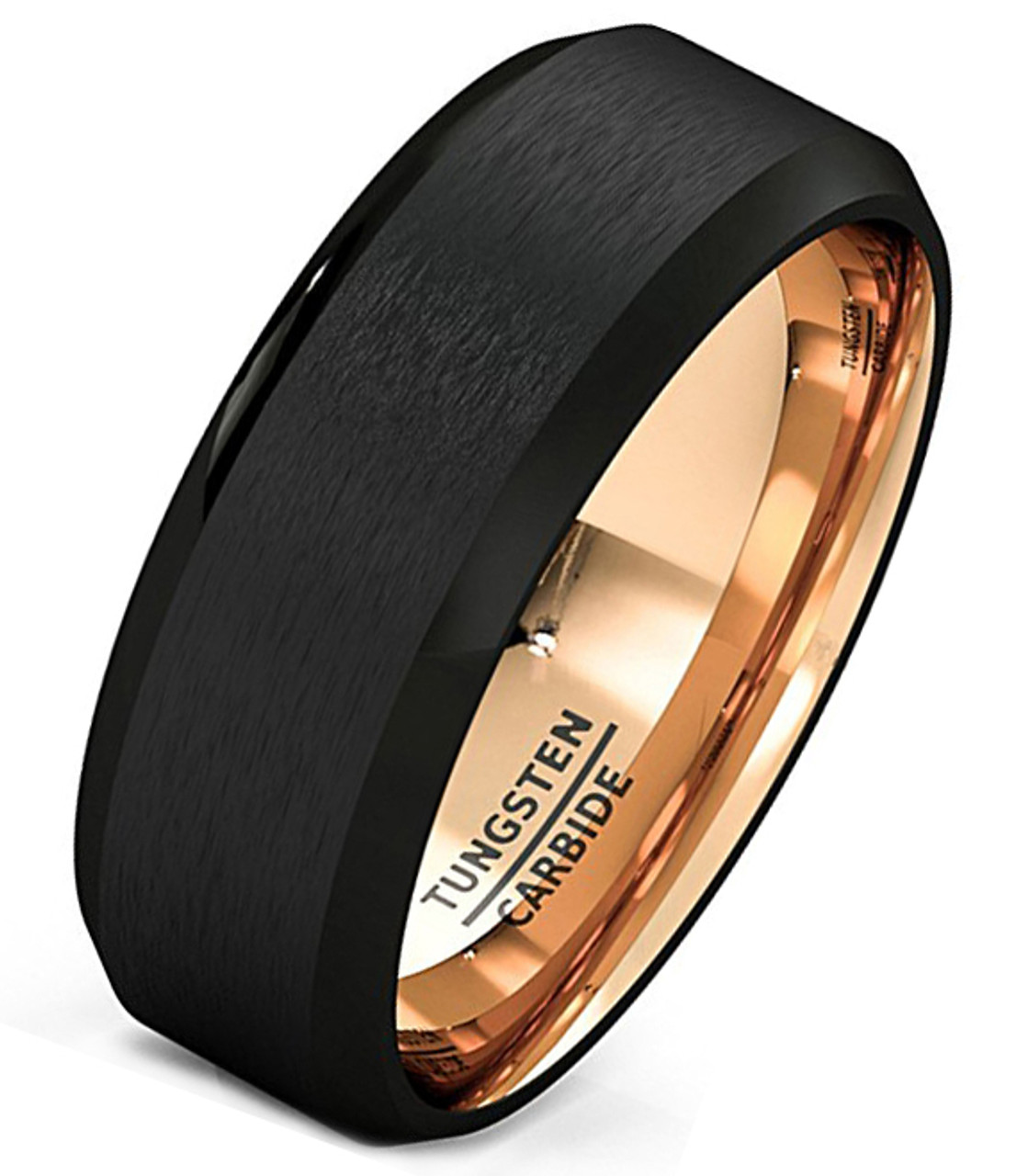 8mm Unisex Or Men S Black And Rose Gold Inside Matte Finish
