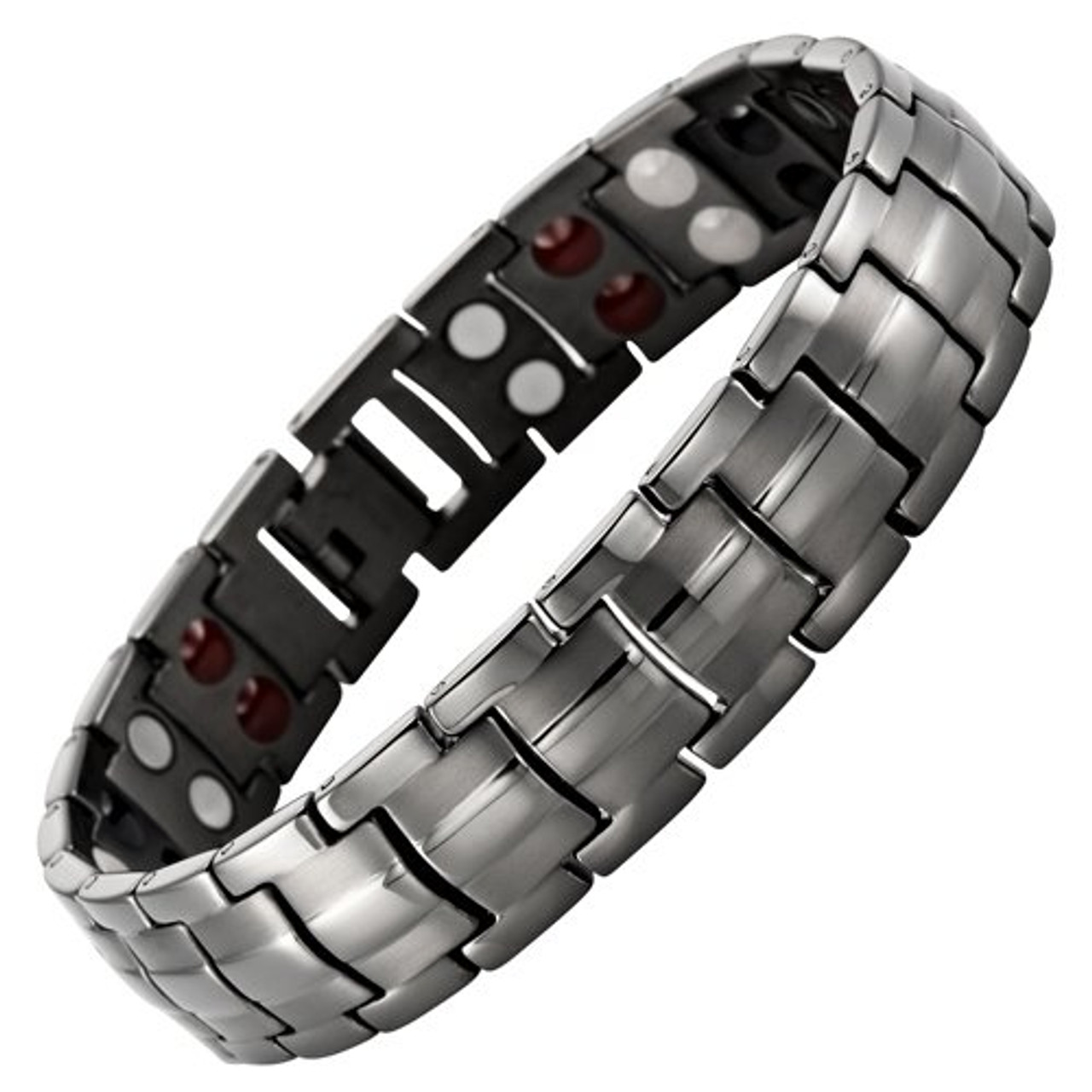 8.5" Inch Length - Men's Dark Gray Titanium Magnetic Bracelet - Double Strength Titanium Magnetic Bracelet