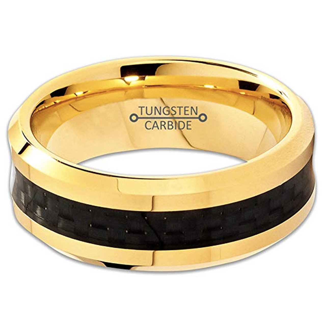 Carbon Fiber and Yellow Gold Men's Wedding Band