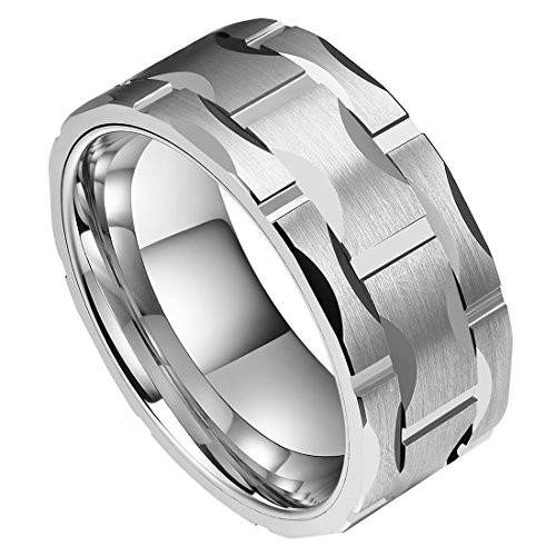 (9mm) Unisex or Men's Tungsten Carbide Wedding ring band. Silver Tone