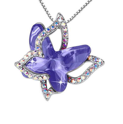 September Birthstone - Dark Blue Sapphire Double Butterflies