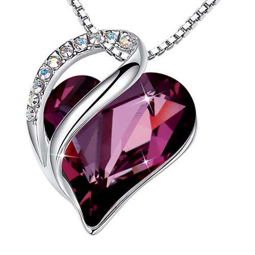 February Birthstone - Purple / Dark Amethyst Looped Heart Design