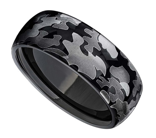 mens black camo wedding rings