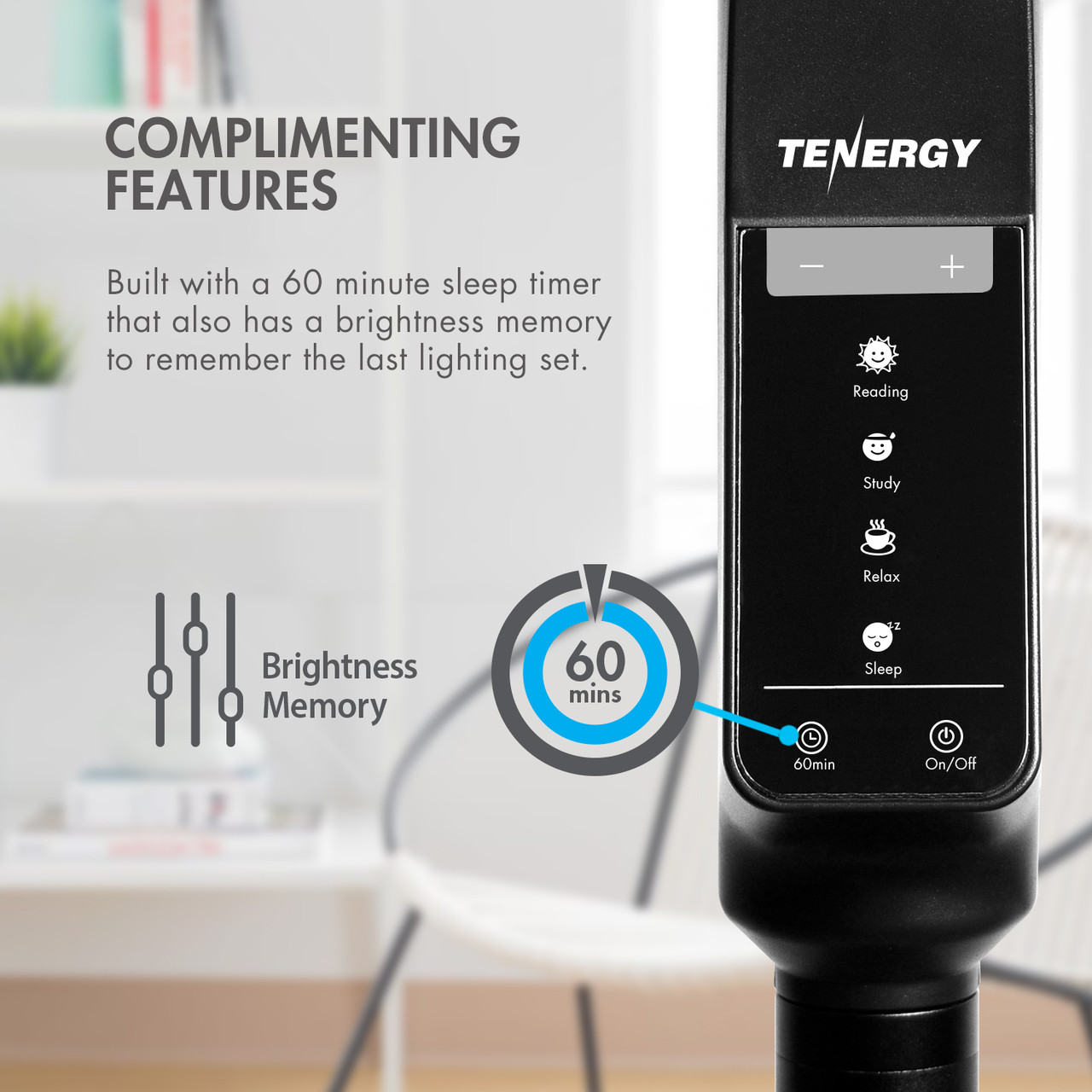 Tenergy 11W Dimmable LED Desk Lamp with Built-in USB Charging Port