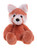 A red panda plush teddy bear sits upright against a white background, featuring orange-red fur, white-tipped ears, striped tail, and black button eyes.