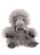 A grey fluffy woolly mammoth plush toy sits upright against a white background, featuring a shaggy mane, small white tusks, and dark clawed feet and hands.