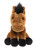 A brown plush horse teddy bear with a black mane, tail, and hooves sits upright against a white background.