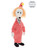A felt mouse plush toy stands upright, wearing a red dress and matching pointed hat with a yellow pompom, blonde hair, googly eyes, and dark boots.