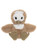 A brown and white owl teddy bear sits upright with wings spread, featuring olive green feet and a small beak, against a white background. Tag reads "Bear Me Charlie Bears."