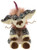 A fantasy-themed Charlie Bears plush creature sits upright, featuring grey mottled fur, large ears, a pink mohawk mane, a single purple horn, whiskers, and an acorn pendant necklace.