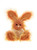 An orange fluffy Charlie Bears bunny rabbit plush toy sits upright against a white background, featuring long ears, shaggy fur, black eyes, and a cream organza bow.