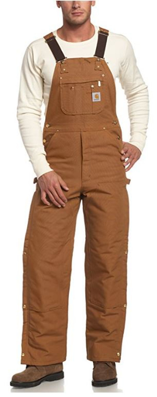 Carhartt Men's - Quilt-Lined Washed Duck - Brown Bib Overalls