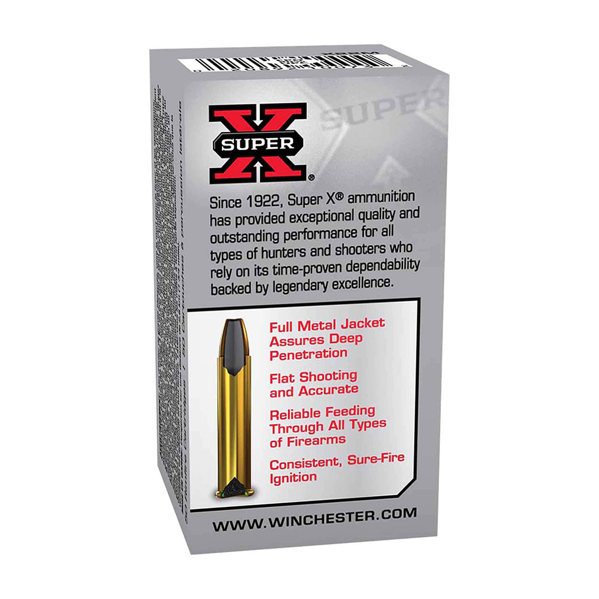 Winchester Super-X 22 Win Mag FMJ, 40 gr 1910 FPS | Box of 50
