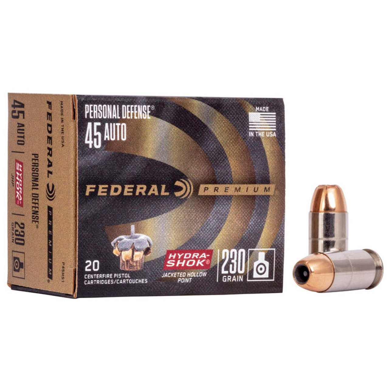 Federal Ammunition 230 Grain Hydra-Shok JHP Personal Defense Ammunition ...