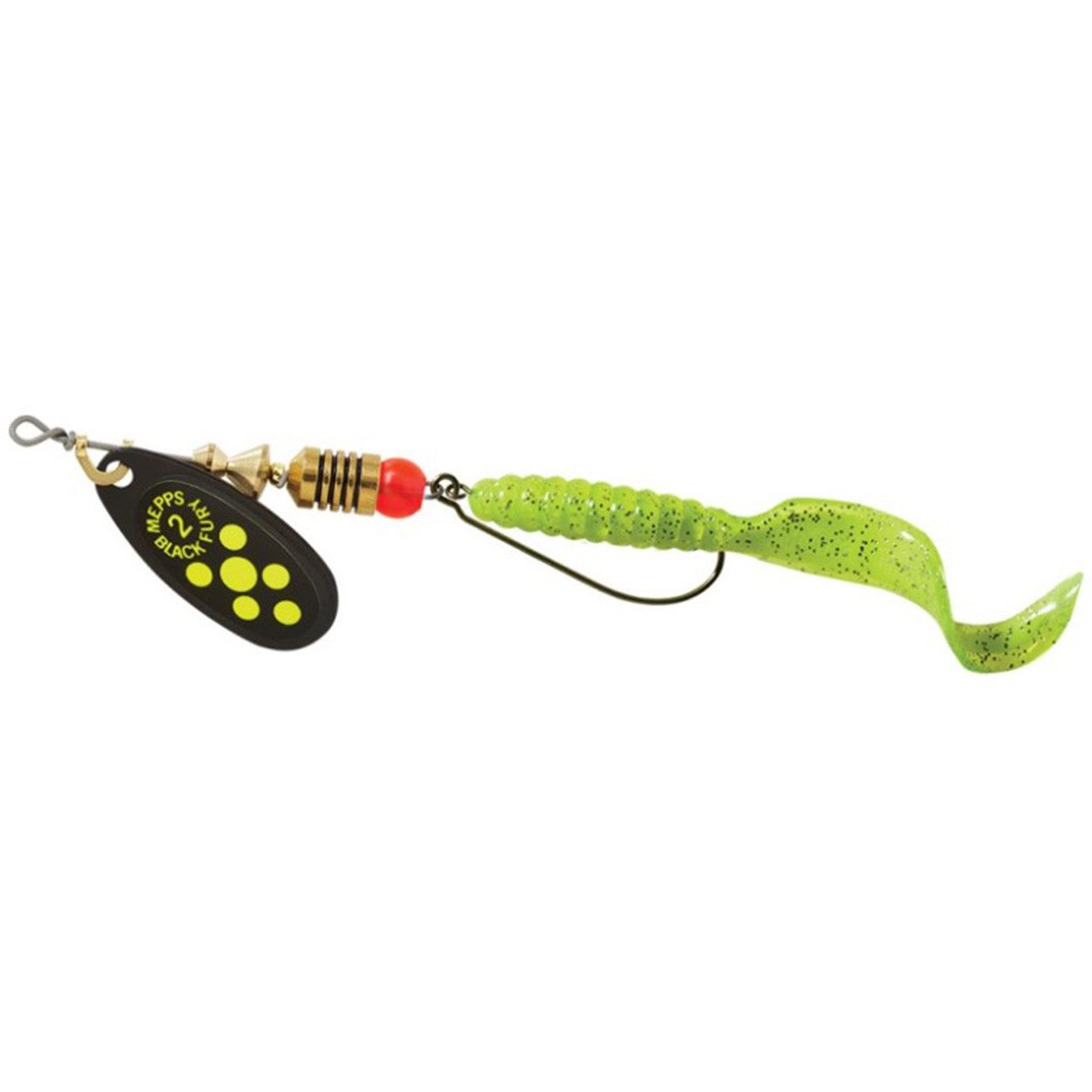 Mepps Black Fury Plain Lure, Chartreuse Dot, 1/6 oz