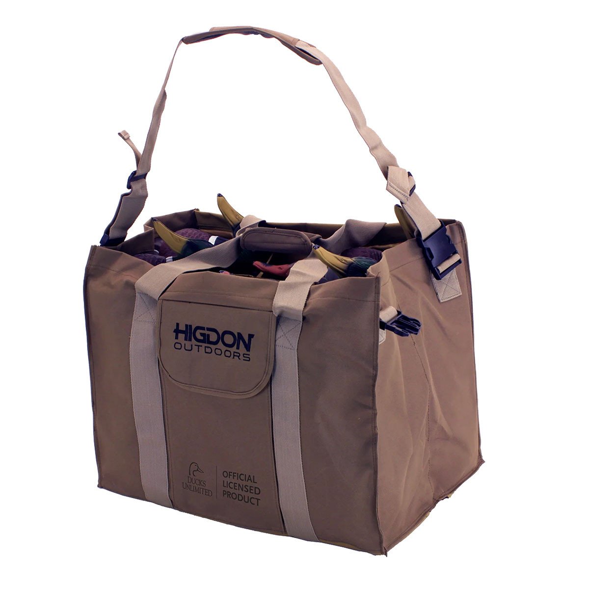 Borsa Porta Richiami Per Anatre Da Caccia 12 Slot - Tessuto Oxford Mimetico, Con Coperchio A Rete E Tasca Frontale, Leggera E Resistente, Per Campeggio E Outdoor, 80x60x42cm