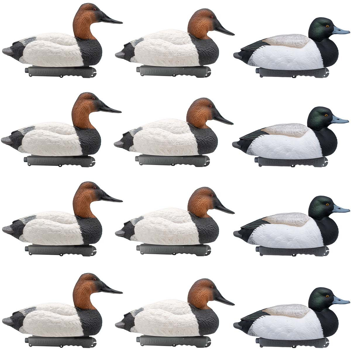 Final Approach LIVE Foam Filled Drake Diver Duck Decoys, 12 Pack