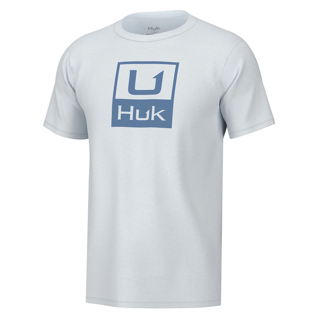 Men's Huk Stacked Logo T-Shirt Medium White