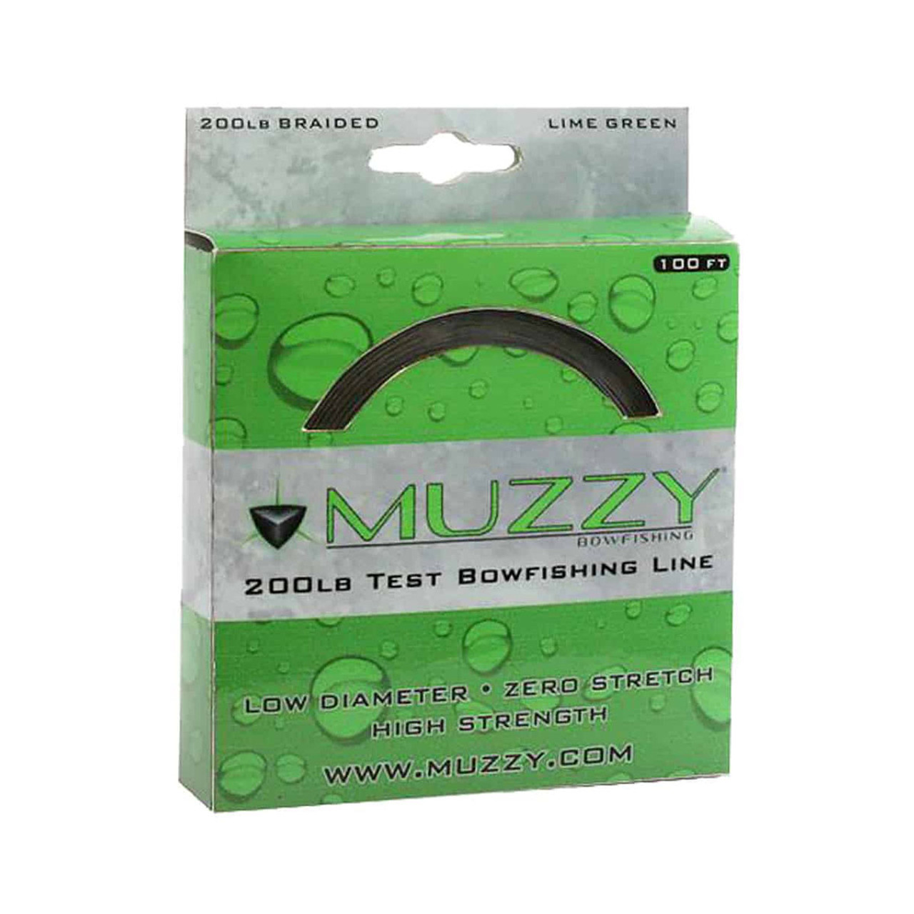 Muzzy Lime Green Braided Bowfishing Line - 200 Pounds - 100ft Spool